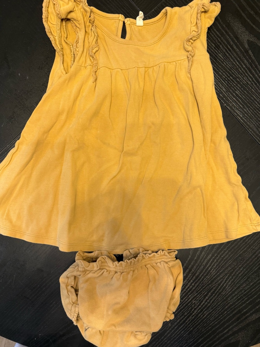 Quincy Mae Mustard Yellow Ruffle Dress with Bloomer